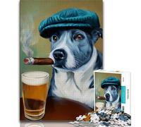 Puzzles 1000 Pieces for Adults Blue Heeler Dog Smoking Teenager Jigsaw,Educational Games Home Decoration Birthday Present, Gifts, Wall Art (size 75x50cm)