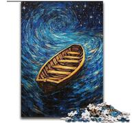 Puzzles 1000 Pieces for Adults Boat Under The Night Sky Made of cardboard, Making It A Great Gift for Family Fun size 38x26CM for Home Decor, Brain Training