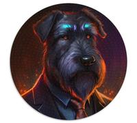 Puzzles 1000 Pieces for Adults Boss Dog Round Cardboard Jigsaw Puzzles Ideal Holiday Or Birthday Gift,Party Game Toy (Size 67.5x67.5cm)