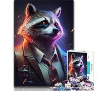 Puzzles 1000 Pieces for Adults Boss Raccoon in Suit 1000 Pieces for Teenagers,is Ideal As Gifts for The Whole Family for Age 14 (size 38x26cm)