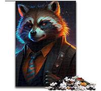 Puzzles 1000 Pieces for Adults Boss Raccoon Jigsaw Puzzles Challenging Brain Teaser for Teenager, Family Game Night Fun (Szie 26x38 cm)