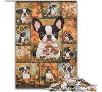 Puzzles 1000 Pieces for Adults Boston Terrier Dog Collage Difficult Puzzles for Adults 50X75CM Family Game Night Fun, DIY Decorative Artwork
