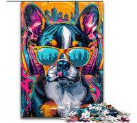 Puzzles 1000 Pieces for Adults Boxer Puppy with Headphones, Help The Brain Exercise Addictive Toys to Cultivate Patience Perfect Decoration (Size 50x75cm)