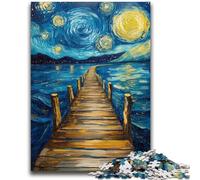 Puzzles 1000 Pieces for Adults Bridge Under The Night Sky Challenging To Complete But Fun And Humorous with Matching Poster And Trivia Sheet 26x38cm