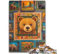 Puzzles 1000 Pieces for Adults Brown Bear Collage Difficult And Challenge with Matching Poster And Trivia Sheet for Age 14 26x38cm