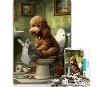 Puzzles 1000 Pieces for Adults Brown Poodle Dog Adult Puzzles,Staycation Kill Time with Fully Interlocking Randomly Shaped Pieces (size 38x26cm)