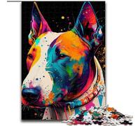 Puzzles 1000 Pieces for Adults Bull Terrier Colorful Made of Wood, Perfect DIY Art Decor Or Birthday Gift 50x75cm Artwork Decor Intelligence Toy for Family Indoor Games
