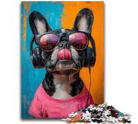 Puzzles 1000 Pieces for Adults Bulldog Listening to Music for And from 14 Years And over Hands-on Game Christmas Game Gifts 50x75cm