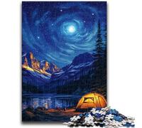 Puzzles 1000 Pieces for Adults Camping Under The Night Sky 1000 Pieces for Teenagers,with Matching Poster And Trivia Sheet for Ages 14+ (38x26cm)