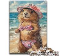 Puzzles 1000 Pieces for Adults Capibara on Vacation Suitable for Ages 14 And Up Intellectual Toy Game Educational Game for Birthday And Christmas 50x75cm