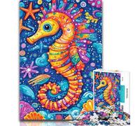Puzzles 1000 Pieces for Adults Cartoon Seahorse Puzzles for Teenagers,Fun Games Every Piece Is Unique - Challenging Family Fun Game 50x75cm
