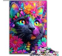 Puzzles 1000 Pieces for Adults Cat And Flowers, Elephant Toy Intellectual Game Birthday Present, Gifts, Wall Art for Ages 14+ (Size 50x75cm)