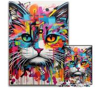 Puzzles 1000 Pieces for Adults Cat Graffiti cardboard Jigsaw Brain Teaser Game, Interactive Family Game, Suitable for Ages 14+ 26X38CM/10.23x14.96inch