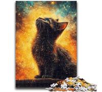 Puzzles 1000 Pieces for Adults Cat Looking Up at The Sky Puzzles for Teenagers,Stress Reliever Staycation Kill Time Enhance Love between Couples (38x26cm)