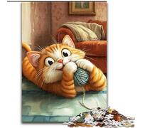 Puzzles 1000 Pieces for Adults Cat Playing with A Ball of Yarn, Suitable for People Aged 14 And Above Educational Games Secret Santa Gifts 50x75cm