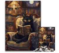 Puzzles 1000 Pieces for Adults Cat Reading A BookPaper Puzzles for Teenagers Family Fun DIY Brain Teaser Game Gift 1000 PCS(38x26cm)