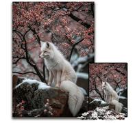 Puzzles 1000 Pieces for Adults Cherry Blossom Wolf Jigsaw Puzzles Challenging Brain Teaser Family Activity Home Decor 1000 PCS(38x26cm)