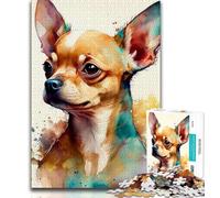 Puzzles 1000 Pieces for Adults Chihuahua Watercolor Anima Teenager Jigsaw,Educational Games Home Decoration Birthday Present, Gifts, Wall Art (size 38x26cm)