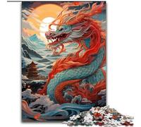 Puzzles 1000 Pieces for Adults Chinese Dragon Made of Wood, Making It A Great Gift for Family Fun 50x75cm for Home Decor, Brain Training