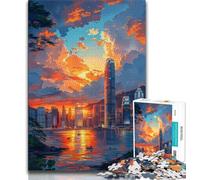 Puzzles 1000 Pieces for Adults City at Sunset Teenager Jigsaw,Brain Intelligence Challenge Addictive Toys for Home Decoration 26x38cm
