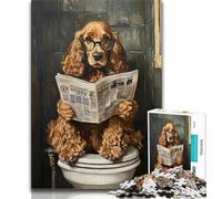 Puzzles 1000 Pieces for Adults Cocker Spaniel Sitting Toilet 1000 Pieces for Adults,Vibrant And Unique Design Relaxing & Challenging Puzzle Experience (size 38x26cm)