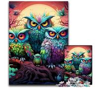 Puzzles 1000 Pieces for Adults Color Owl Wooden Jigsaw Puzzles Family Interactive Game, Craft Gift with Colorful Artwork 50x75CM/19.68x29.52inch