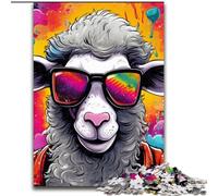 Puzzles 1000 Pieces for Adults Colorful Alpacas Wooden Jigsaw Puzzles size 50x75cm DIY Decoration, Brain Challenge, for Adult, Family