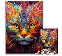 Puzzles 1000 Pieces for Adults Colorful Art Cat cardboard Jigsaw Puzzles Family Interactive Game, Craft Gift with Colorful Artwork 26X38CM/10.23x14.96inch