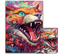 Puzzles 1000 Pieces for Adults Colorful Art Cat Wooden Jigsaw Brain Teaser Game, Interactive Family Game, Suitable for Ages 14+ 50x75CM/19.68x29.52inch