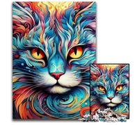 Puzzles 1000 Pieces for Adults Colorful Art Cat Wooden Jigsaw Puzzles Family Interactive Game, Craft Gift with Colorful Artwork 50x75CM/19.68x29.52inch