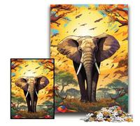 Puzzles 1000 Pieces for Adults Colorful Art Elephant Jigsaw Puzzles for Adults Size 26x38cm Brain Teaser, Adult Game, Family Interactive Activity