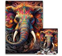 Puzzles 1000 Pieces for Adults Colorful Art Elephant Wooden Jigsaw Puzzles Family Interactive Game, Craft Gift with Colorful Artwork 50x75CM/19.68x29.52inch