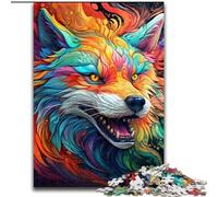 Puzzles 1000 Pieces for Adults Colorful Art Fox Jigsaw Puzzles for Adults 26x38cm Brain Teaser, Adult Game, Family Interactive Activity