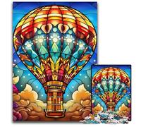Puzzles 1000 Pieces for Adults Colorful Art Hot Air Balloon Wooden Jigsaw Brain Teaser Game, Interactive Family Game, Suitable for Ages 14+ 50x75CM/19.68x29.52inch