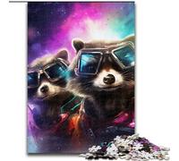 Puzzles 1000 Pieces for Adults Colorful Art Raccoon Impossible Jigsaw Puzzles for Adults Family Activity, Brain Teaser, Home Decor, size : 50x75cm