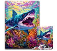 Puzzles 1000 Pieces for Adults Colorful Art Shark Impossible Jigsaw Puzzles for Adults DIY Home Decor Gift, Brain Teaser Game 50x75CM/19.68x29.52inch