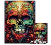 Puzzles 1000 Pieces for Adults Colorful Art Skull Impossible Jigsaw Puzzles for Adults DIY Home Decor Gift, Brain Teaser Game 26X38CM/10.23x14.96inch