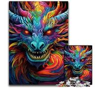 Puzzles 1000 Pieces for Adults Colorful Chinese Dragon Wooden Jigsaw Brain Teaser Game, Interactive Family Game, Suitable for Ages 14+ 50x75CM/19.68x29.52inch