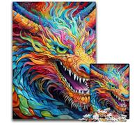 Puzzles 1000 Pieces for Adults Colorful Chinese Dragon Wooden Jigsaw Brain Teaser Game, Interactive Family Game, Suitable for Ages 14+ 50x75CM/19.68x29.52inch