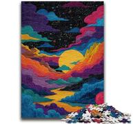 Puzzles 1000 Pieces for Adults Colorful Clouds Educational Family Game with Fully Interlocking Randomly Shaped Pieces 26x38cm