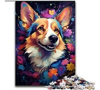Puzzles 1000 Pieces for Adults Colorful Corgi Dog Made of Wood, Interactive Family Game, Suitable for Ages 14+ 50x75cm An for Christmas Or Birthdays
