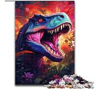 Puzzles 1000 Pieces for Adults Colorful Dinosaur Made of Wood, Making It A Great Gift for Family Fun 50x75cm for Holidays, Birthdays, And Family Game Nights