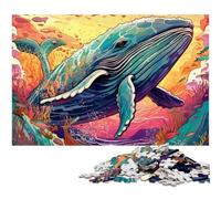 Puzzles 1000 Pieces for Adults Colorful Whale cardboard Jigsaw Brain Teaser Game, Interactive Family Game, Suitable for Ages 14+ 26X38CM/10.23x14.96inch
