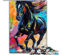 Puzzles 1000 Pieces for Adults Coloured Horses Made of Wood, Interactive Family Game, Suitable for Ages 14+ 50x75cm An for Christmas Or Birthdays
