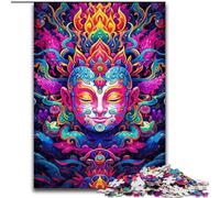Puzzles 1000 Pieces for Adults Colourful Art Buddha Made of Wood, Making It A Great Gift for Family Fun 50x75cm for Home Decor, Brain Training