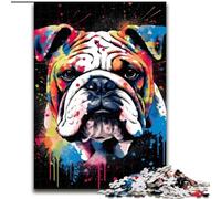 Puzzles 1000 Pieces for Adults Colourful Art Bulldogs Made of Wood, Making It A Great Gift for Family Fun 50x75cm for Home Decor, Brain Training