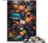 Puzzles 1000 Pieces for Adults Colourful Cat Tribe Made of Wood, Making It A Great Gift for Family Fun 50x75cm for Home Decor, Brain Training