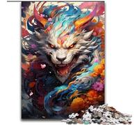 Puzzles 1000 Pieces for Adults Colourful Graffiti Flying Dragon Made of Wood, Making It A Great Gift for Family Fun 50x75cm for Home Decor, Brain Training