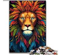 Puzzles 1000 Pieces for Adults Colourful Graffiti Lion Made of Wood, Making It A Great Gift for Family Fun 50x75cm for Home Decor, Brain Training