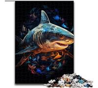 Puzzles 1000 Pieces for Adults Colourful Sharks Made of Wood, Making It A Great Gift for Family Fun 50x75cm for Home Decor, Brain Training
